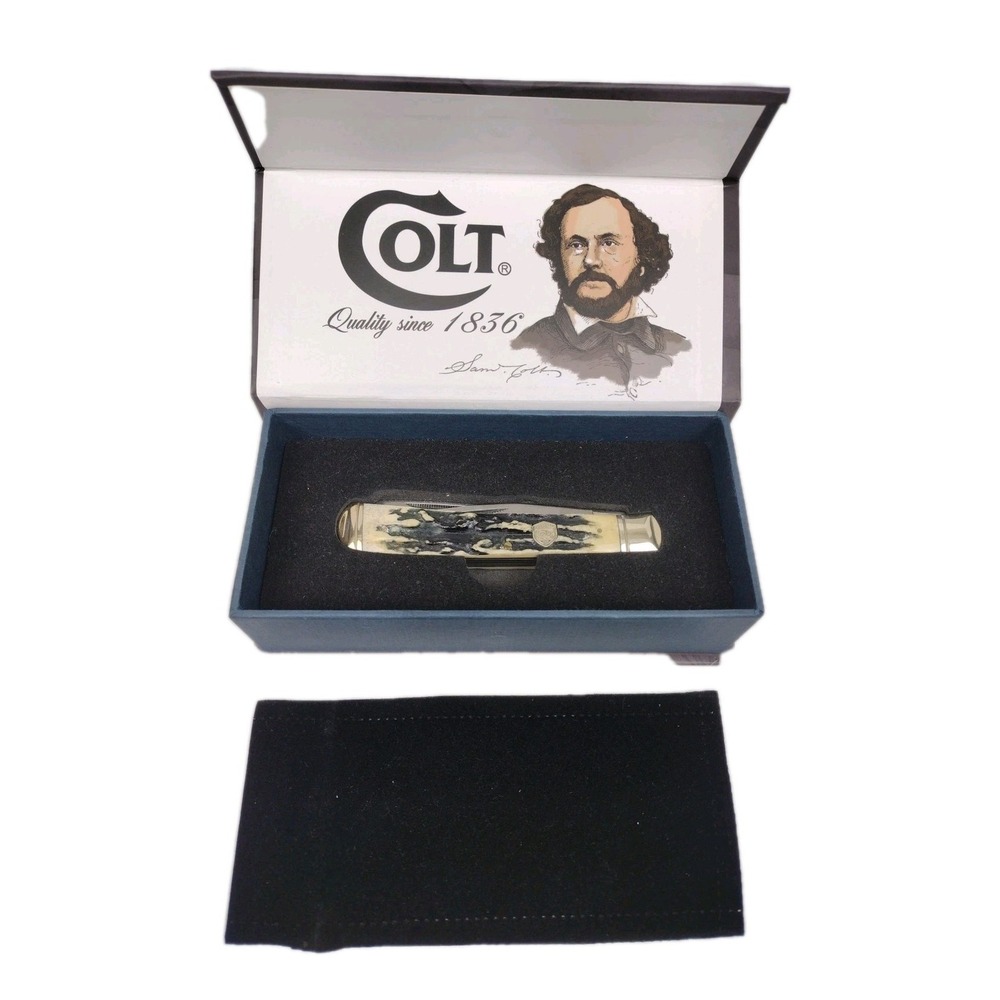 Colt 175th Anniversary CT246 Black Stag Series Knife W Bovine Bone Handle